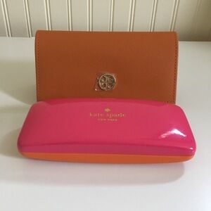 Bundle of 2 Kate Spade, Tory Burch orange pink sunglasses/glasses cases EUC NWOT